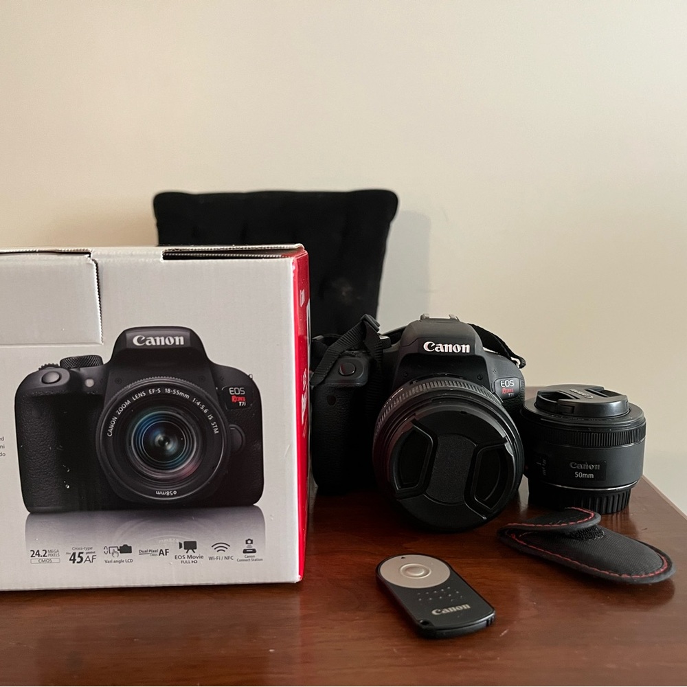 SOLD - Canon Rebel T7i with box + Sigma 30mm lens + Canon 50mm lens + remote